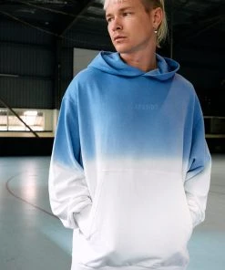 Afends Unisex High Status - Unisex Hemp Pull On Hood - Blue Dip Dye SALE 20 Afends Unisex High Status - Unisex Hemp Pull On Hood - Blue Dip Dye SALE