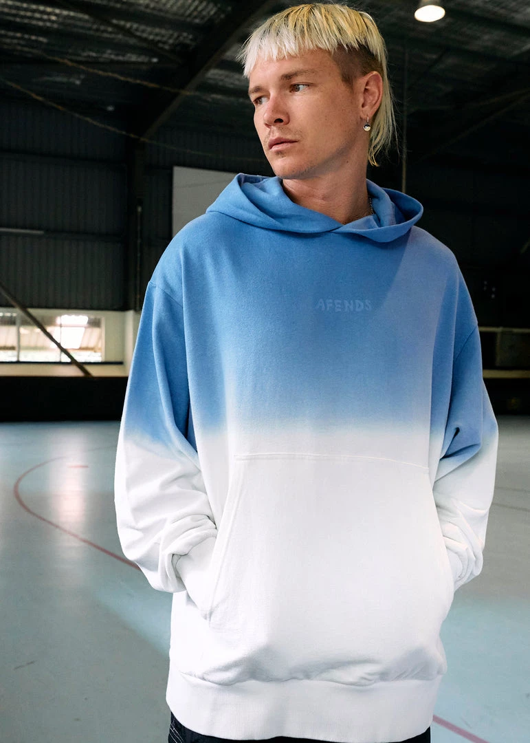Afends Unisex High Status - Unisex Hemp Pull On Hood - Blue Dip Dye SALE 9 Afends Unisex High Status - Unisex Hemp Pull On Hood - Blue Dip Dye SALE