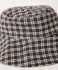 Afends Unisex Asta - Hemp Check Seersucker Bucket Hat - Steel