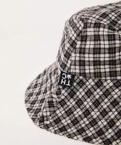 Afends Unisex Asta - Hemp Check Seersucker Bucket Hat - Steel