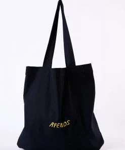Clothing Afends Unisex Mushy - Recycled Tote Bag - Black 6 Clothing Afends Unisex Mushy - Recycled Tote Bag - Black