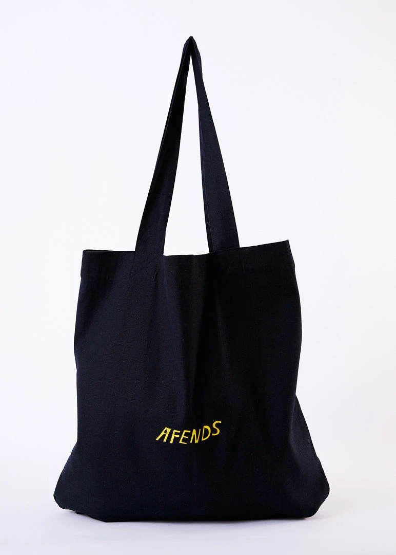 Clothing Afends Unisex Mushy - Recycled Tote Bag - Black 3 Clothing Afends Unisex Mushy - Recycled Tote Bag - Black