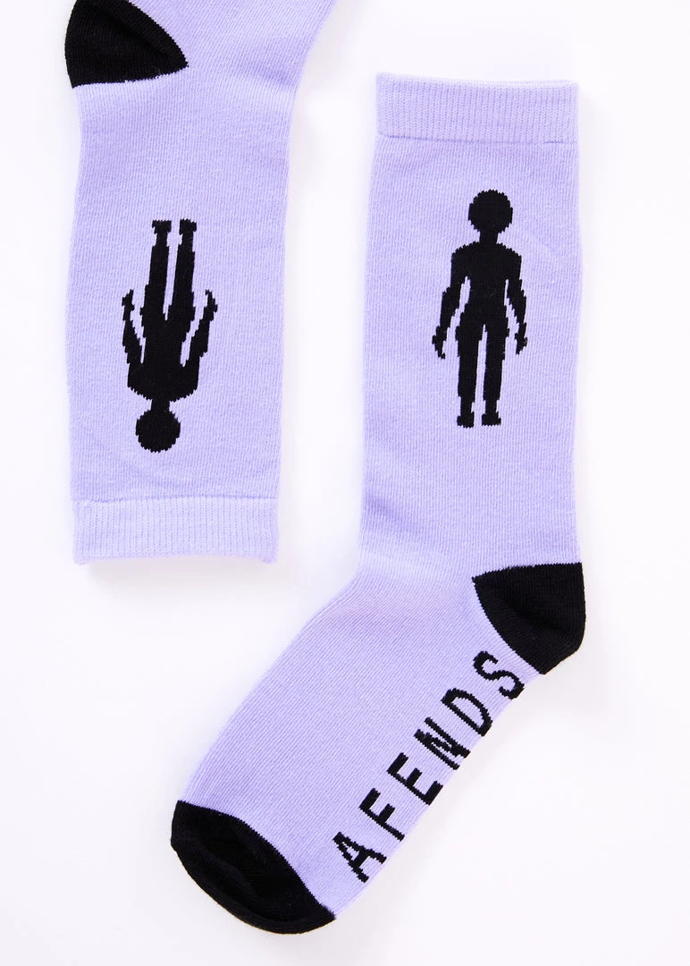 Clothing Afends Unisex Crop Circles - Hemp Crew Socks - Violet Wash 3 Clothing Afends Unisex Crop Circles - Hemp Crew Socks - Violet Wash