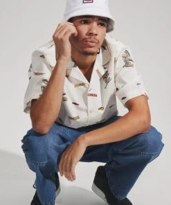 Afends Mens Fendsa - Recycled Cuban Short Sleeve Shirt - White