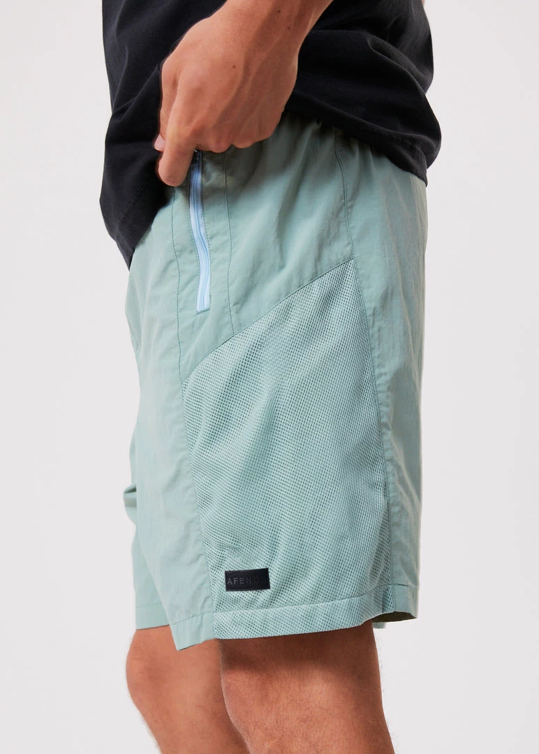 Clothing Afends Mens Patrol - Unisex Recycled Elastic Waist Shorts - Sage 5 Clothing Afends Mens Patrol - Unisex Recycled Elastic Waist Shorts - Sage