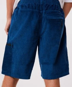 Clothing Afends Mens Anderson - Hemp Corduroy Elastic Waist Shorts - Cobalt