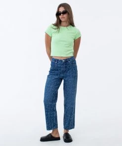 Afends Womens Tagged Shelby - Hemp Denim Wide Leg Jeans - Graffiti Blue NEW ARRIVALS