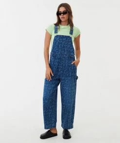 Afends Womens Tagged Louis - Hemp Denim Baggy Overalls - Graffiti Blue 15 Afends Womens Tagged Louis - Hemp Denim Baggy Overalls - Graffiti Blue