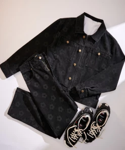 SALE Afends Womens Arlo - Organic Denim Mod Floral Jacket - Washed Black 9 SALE Afends Womens Arlo - Organic Denim Mod Floral Jacket - Washed Black