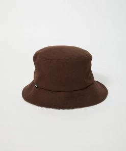 SALE Afends Unisex Richmond - Organic Denim Bucket Hat - Coffee