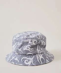 Afends Unisex Tribal - Organic Bucket Hat - Silver Clothing