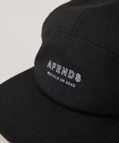Clothing Afends Unisex Misprint - Organic Panelled Cap - Black