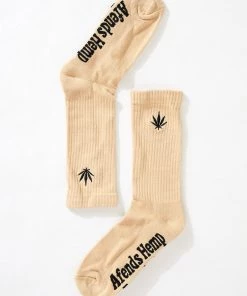 Afends Unisex Happy Hemp - Crew Socks - Bone