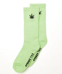 Afends Unisex Happy Hemp - Crew Socks - Lime Green NEW ARRIVALS