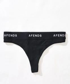 EVERYDAY ESSENTIALS Afends Womens Molly - Hemp G-String Briefs 3 Pack - Black