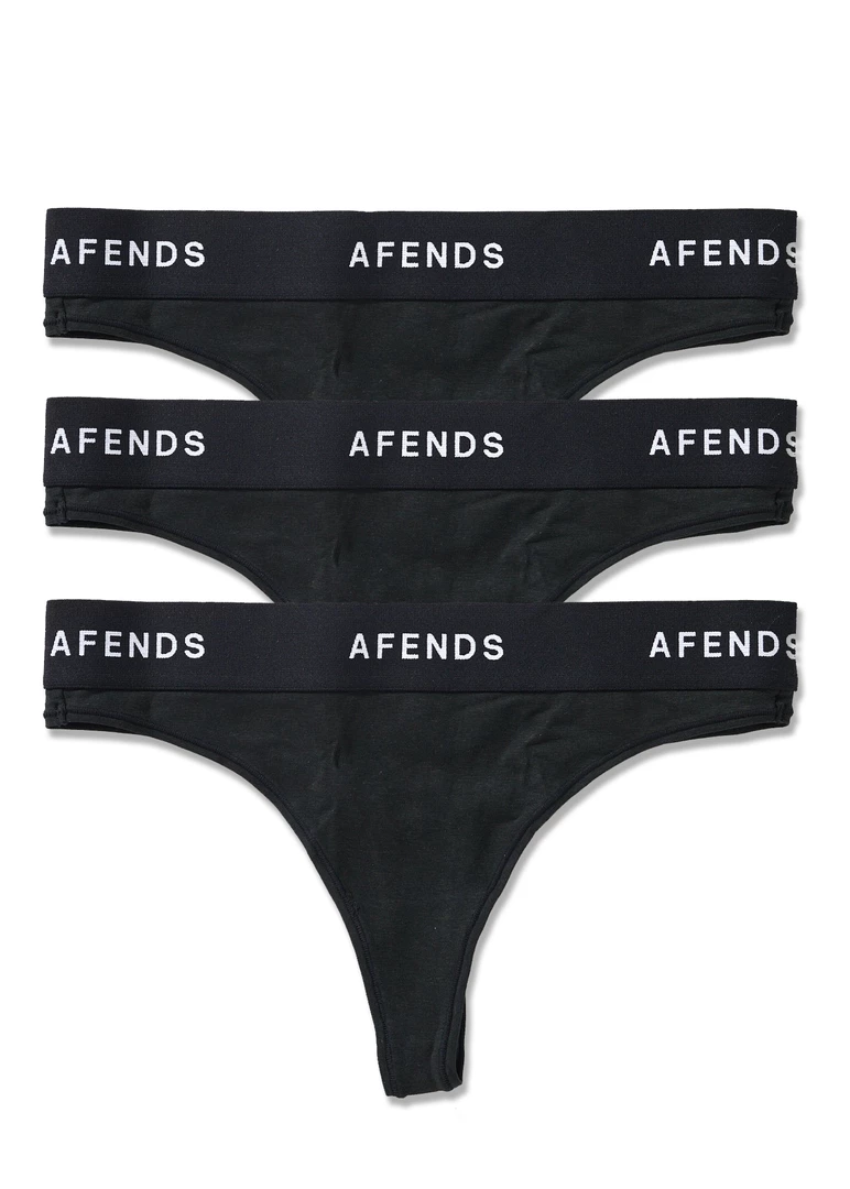 EVERYDAY ESSENTIALS Afends Womens Molly - Hemp G-String Briefs 3 Pack - Black 2 EVERYDAY ESSENTIALS Afends Womens Molly - Hemp G-String Briefs 3 Pack - Black