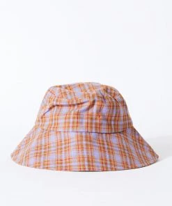 Clothing Afends Unisex Colby - Hemp Check Bucket Hat - Plum 7 Clothing Afends Unisex Colby - Hemp Check Bucket Hat - Plum