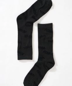 Afends Unisex Naughty - Recycled Crew Socks - Charcoal