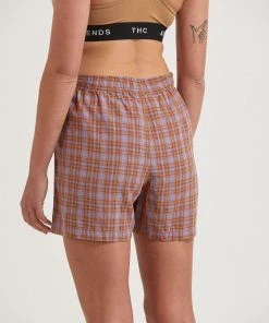 Clothing Afends Unisex Colby - Hemp Check Boxers - Plum