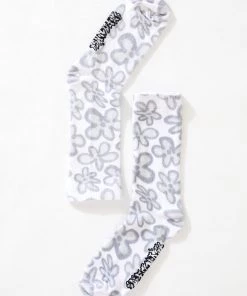 Afends Unisex Digital Daisy - Recycled Crew Socks - Charcoal Clothing