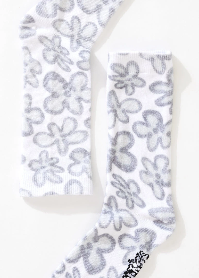 Afends Unisex Digital Daisy - Recycled Crew Socks - Charcoal Clothing 2 Afends Unisex Digital Daisy - Recycled Crew Socks - Charcoal Clothing
