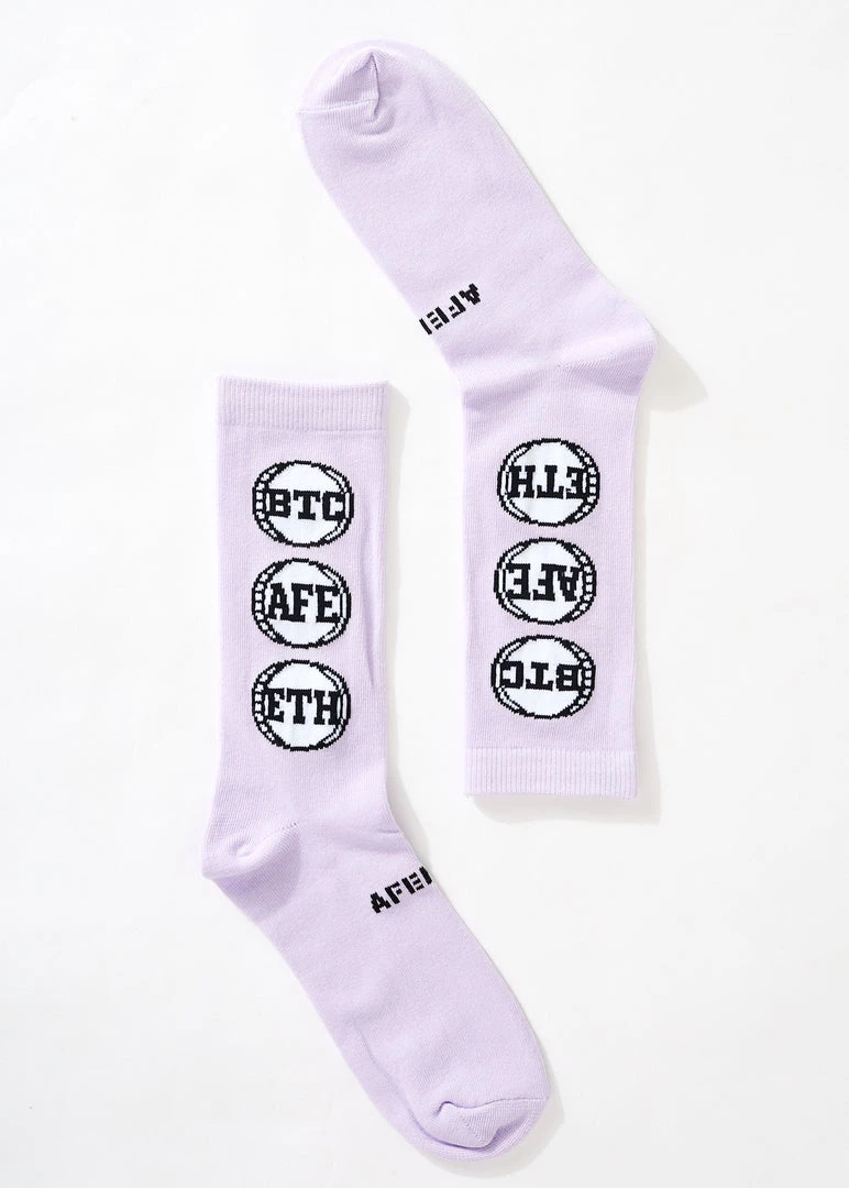Afends Unisex Crypto - Organic Crew Socks - Tulip 2 Afends Unisex Crypto - Organic Crew Socks - Tulip