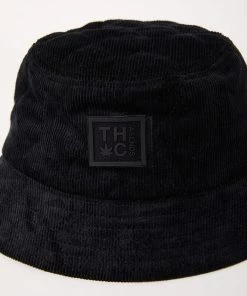 NEW ARRIVALS Afends Unisex Night Away - Hemp Corduroy Puffer Bucket Hat - Black