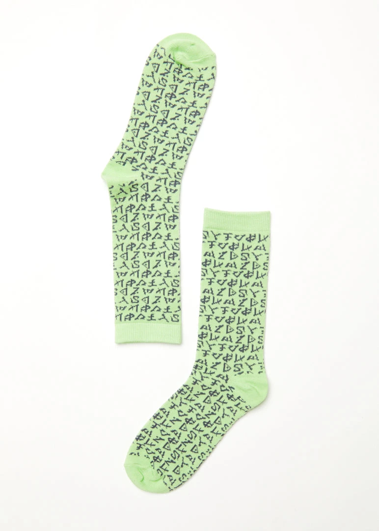 NEW ARRIVALS Afends Unisex Tagged - Unisex Hemp Crew Socks - Lime Green 1 NEW ARRIVALS Afends Unisex Tagged - Unisex Hemp Crew Socks - Lime Green