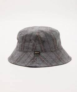 Afends Unisex Amity - Hemp Check Bucket Hat - Gunmetal SALE