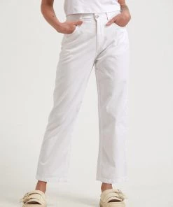 Afends Womens Shelby - Hemp Twill Wide Leg Pants - White