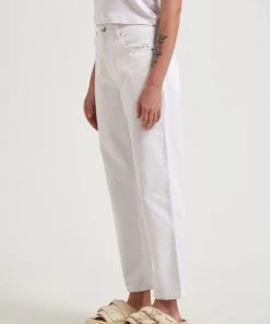 Afends Womens Shelby - Hemp Twill Wide Leg Pants - White