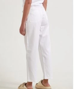 Afends Womens Shelby - Hemp Twill Wide Leg Pants - White