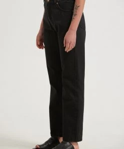 Afends Womens Violet - Organic Denim Straight Leg Jeans - Washed Black