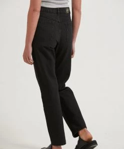 Afends Womens Violet - Organic Denim Straight Leg Jeans - Washed Black