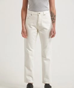 Afends Womens Violet - Organic Denim Straight Leg Jeans - Off White Clothing