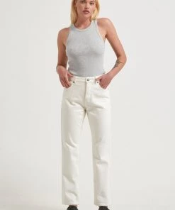 Afends Womens Violet - Organic Denim Straight Leg Jeans - Off White Clothing