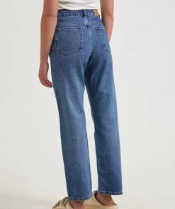 Afends Womens Violet - Hemp Denim Straight Leg Jean - Authentic Blue