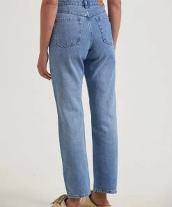 Afends Womens Violet - Hemp Denim Straight Leg Jean - Worn Blue