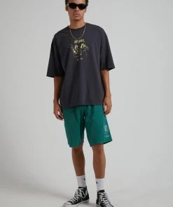 Clothing Afends Mens Rip In - Hemp Fixed Waist Boardshorts - Forest