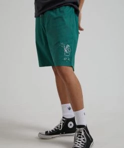 Clothing Afends Mens Rip In - Hemp Fixed Waist Boardshorts - Forest