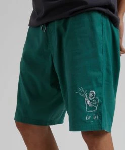 Clothing Afends Mens Rip In - Hemp Fixed Waist Boardshorts - Forest