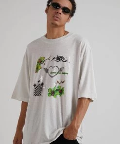Clothing Afends Unisex Choose Your Weapon - Unisex Hemp Oversized Graphic T-Shirt - Off White