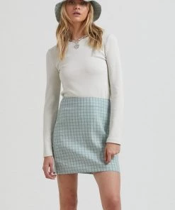 Clothing Afends Womens Billy - Hemp Check Mini Skirt - Moss Check