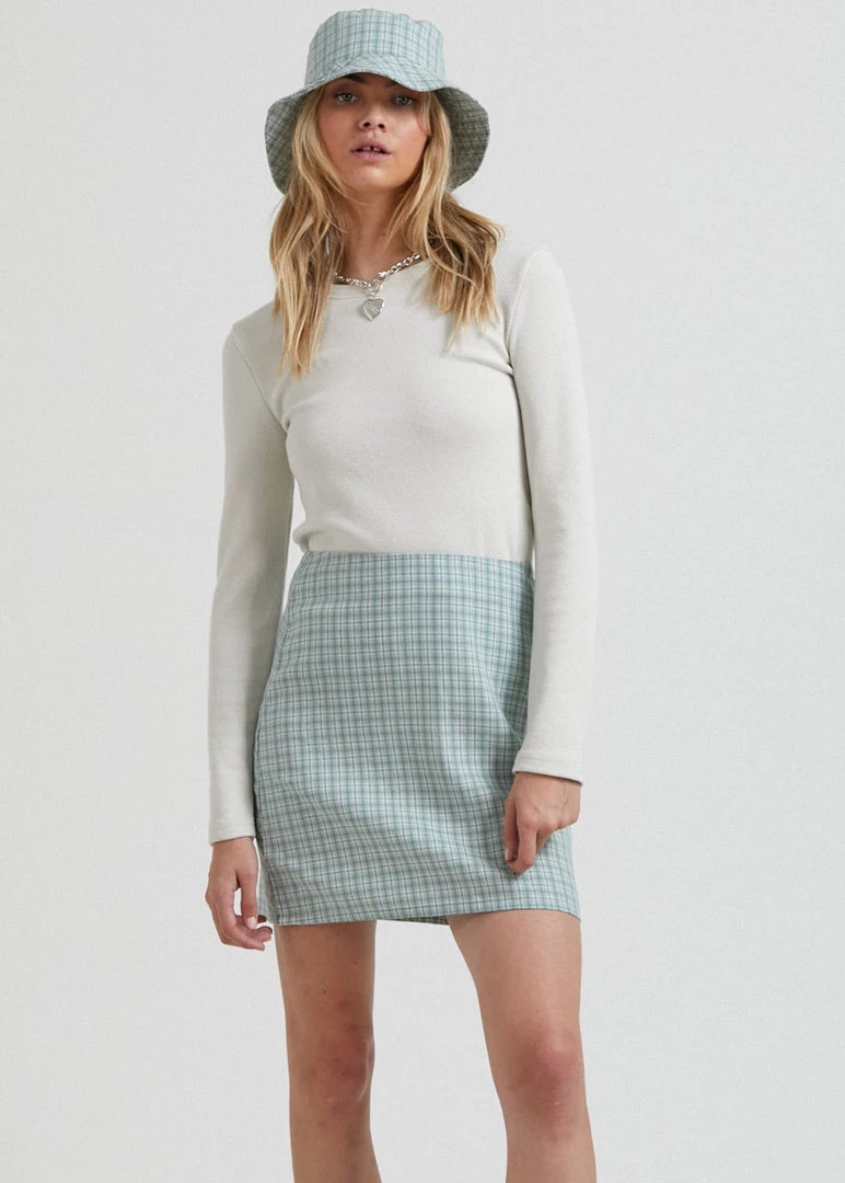 Clothing Afends Womens Billy - Hemp Check Mini Skirt - Moss Check 1 Clothing Afends Womens Billy - Hemp Check Mini Skirt - Moss Check