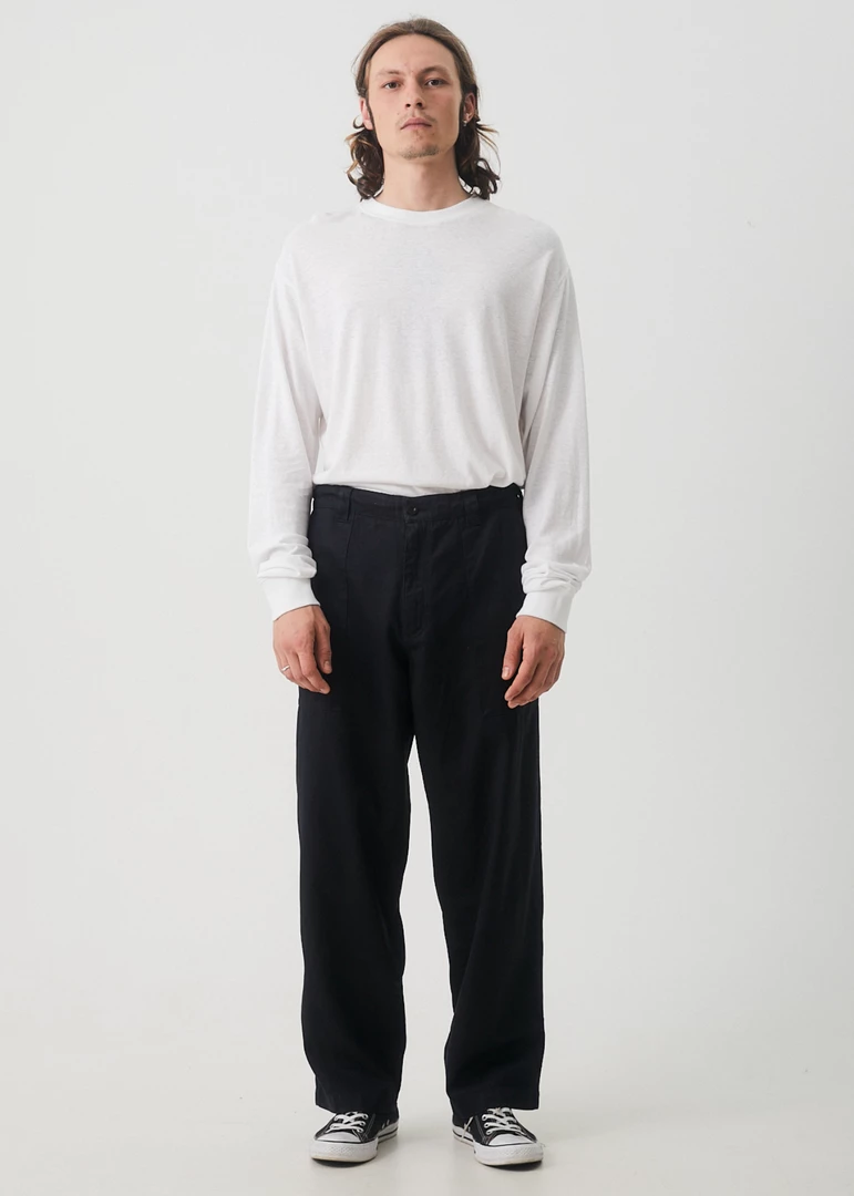 Afends Mens Chess Club - Hemp Relaxed Pants - Black NEW ARRIVALS 2 Afends Mens Chess Club - Hemp Relaxed Pants - Black NEW ARRIVALS