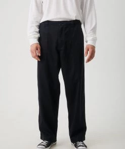 Afends Mens Chess Club - Hemp Relaxed Pants - Black NEW ARRIVALS