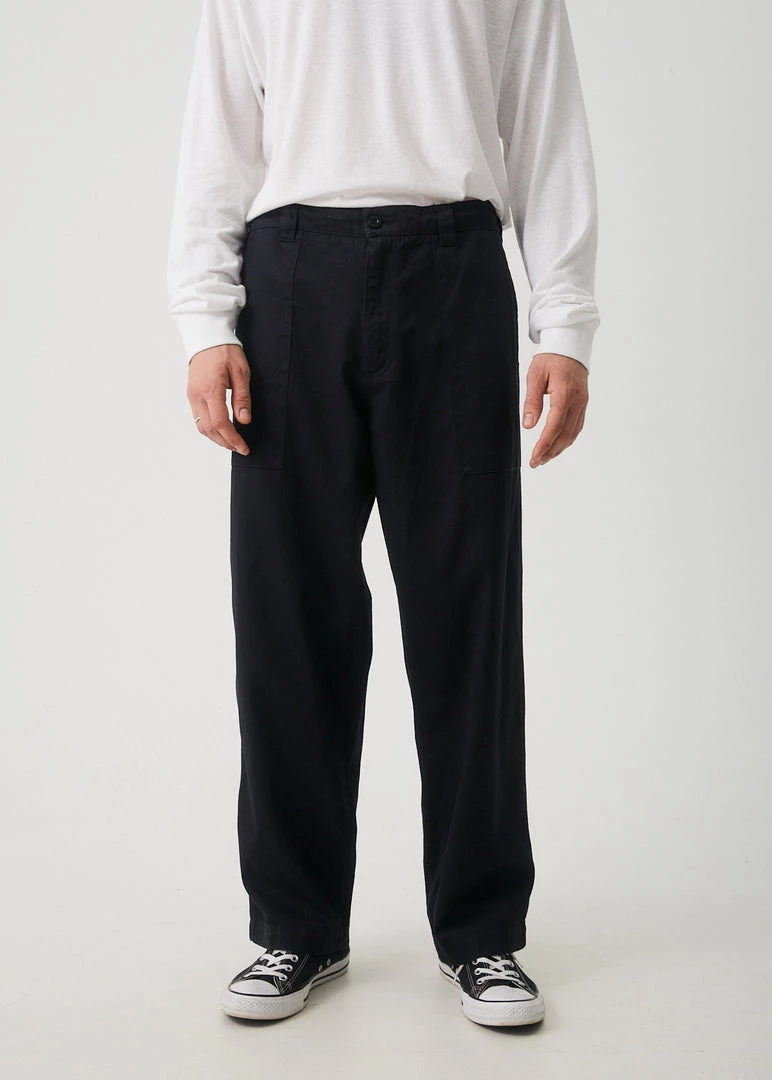 Afends Mens Chess Club - Hemp Relaxed Pants - Black NEW ARRIVALS 1 Afends Mens Chess Club - Hemp Relaxed Pants - Black NEW ARRIVALS