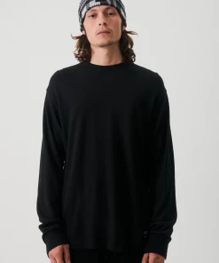 NEW ARRIVALS Afends Mens Essential - Hemp Retro Long Sleeve T-Shirt - Black