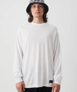 Afends Mens Essential - Hemp Retro Long Sleeve T-Shirt - White NEW ARRIVALS