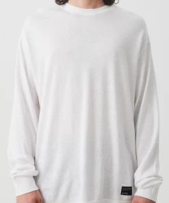 Afends Mens Essential - Hemp Retro Long Sleeve T-Shirt - White NEW ARRIVALS